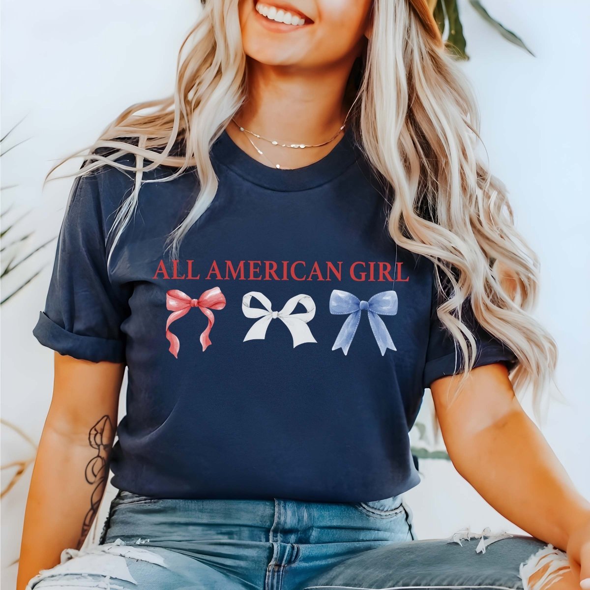 All American Girl Bows Tee - Limeberry Designs