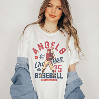 Angels Vintage Baseball Team Wholesale Tee - Quick Shipping - Limeberry Designs