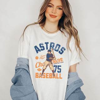Astros Vintage Baseball Team Wholesale Tee - Quick Shipping - Limeberry Designs