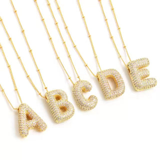 Balloon Bubble Letter 18 K Gold Initial Necklace - Limeberry Designs
