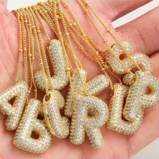 Balloon Bubble Letter 18 K Gold Initial Necklace - Limeberry Designs