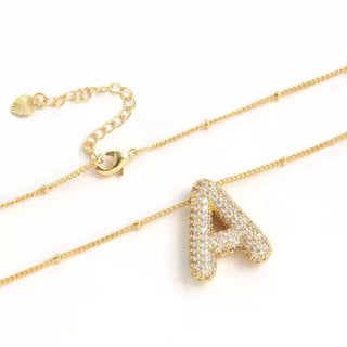 Balloon Bubble Letter 18 K Gold Initial Necklace - Limeberry Designs