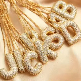 Balloon Bubble Letter 18 K Gold Initial Necklace - Limeberry Designs