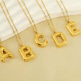 Balloon Bubble Letter Initial Necklace 18K Gold Plated - Limeberry Designs