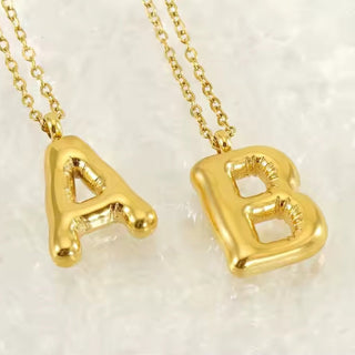Balloon Bubble Letter Initial Necklace 18K Gold Plated - Limeberry Designs