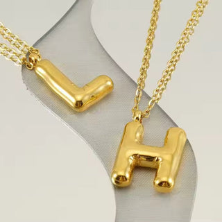 Balloon Bubble Letter Initial Necklace 18K Gold Plated - Limeberry Designs