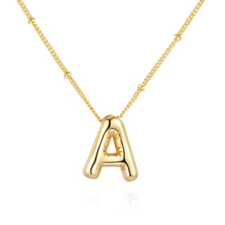 Balloon Bubble Letter Initial Necklace 18K Gold Plated - Limeberry Designs