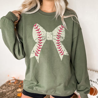 Baseball Large Bow Sweatshirt - Trending Item - Limeberry Designs
