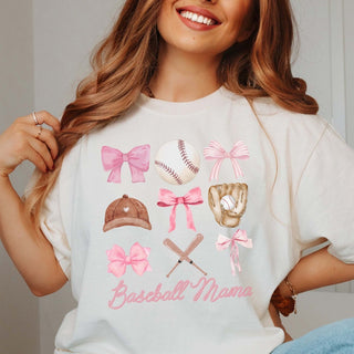 Baseball Mama Bow Collage Comfort Color Tee - Trending Design - Limeberry Designs