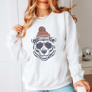 Bear With Chicago Beanie Graphic Sweatshirt - Limeberry Designs