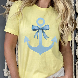 Blue Anchor And Bow Tee - Limeberry Designs