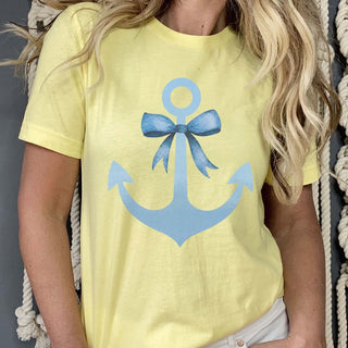Blue Anchor And Bow Wholesale Tee - Fast Shipping - Limeberry Designs