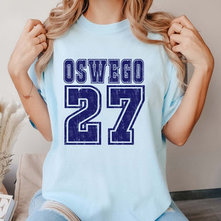 Bold Athletic Distressed Team & Number Comfort Color Graphic Tee - Limeberry Designs