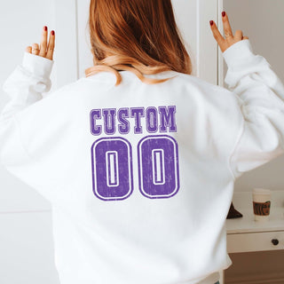 Bold Athletic Distressed Team & Number Graphic Sweatshirt - Limeberry Designs