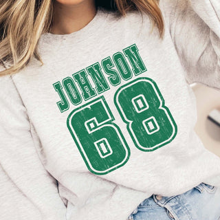 Bold Athletic Distressed Team & Number Graphic Sweatshirt - Limeberry Designs