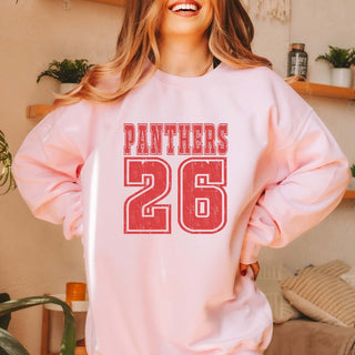 Bold Athletic Distressed Team & Number Graphic Sweatshirt - Limeberry Designs