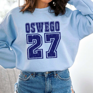 Bold Athletic Distressed Team & Number Graphic Sweatshirt - Limeberry Designs