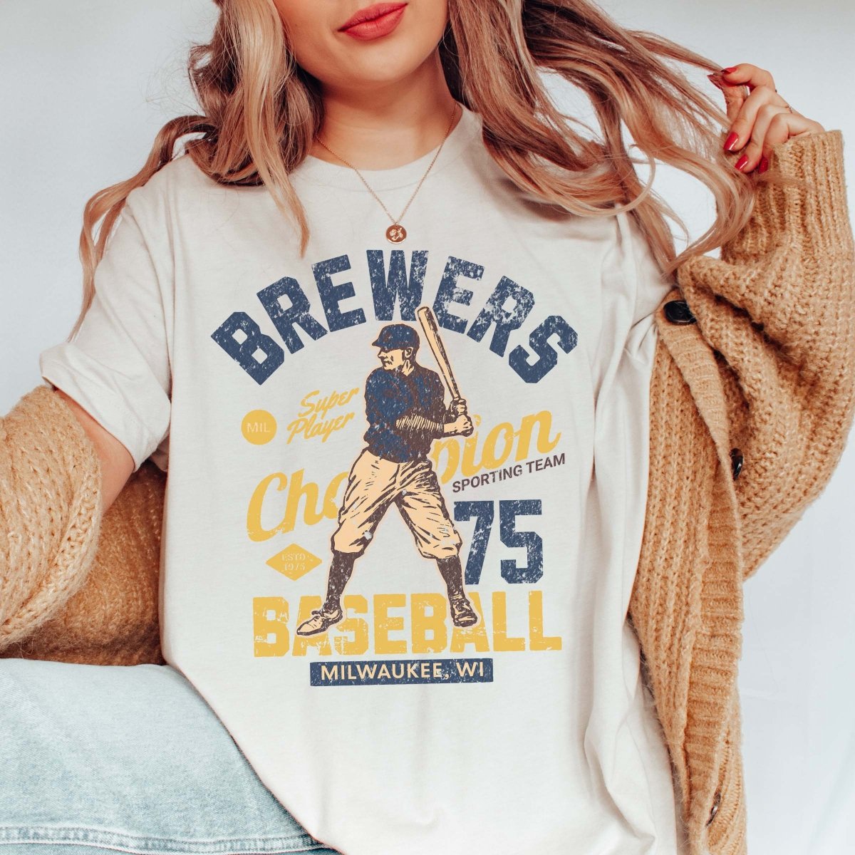 Brewers Vintage Baseball Team Wholesale Tee - Fast Shipping - Limeberry Designs