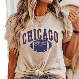 Chicago With Football Bella Graphic Tee - Limeberry Designs