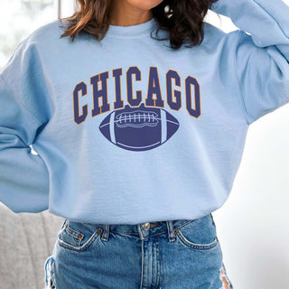 Chicago With Football Graphic Sweatshirt - Limeberry Designs