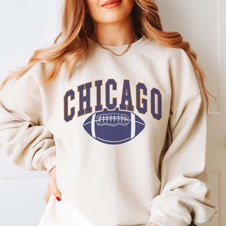 Chicago With Football Graphic Sweatshirt - Limeberry Designs