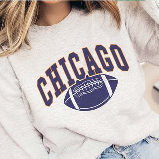 Chicago With Football Graphic Sweatshirt - Limeberry Designs