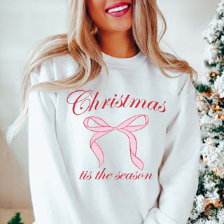 Christmas Tis the Season Bow Graphic Sweatshirt - Limeberry Designs