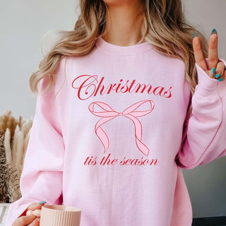 Christmas Tis the Season Bow Graphic Sweatshirt - Limeberry Designs