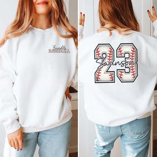 Custom Baseball Name Number Team Sweatshirt With Front And Back Designs - Limeberry Designs