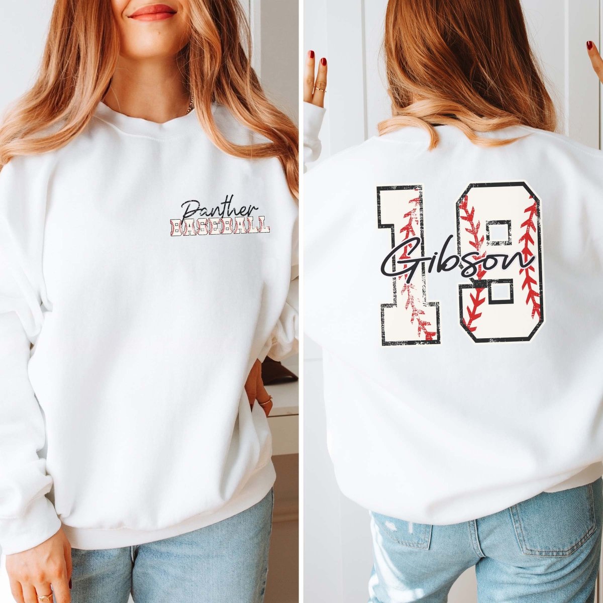 Custom Baseball Name Number Team Sweatshirt With Front And Back Designs - Limeberry Designs