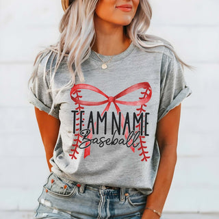 Custom Baseball Team With Bow Tee - Limeberry Designs