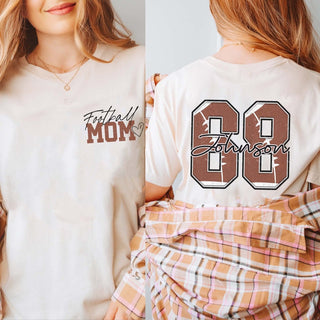 Custom Football Mom Name Number Tee With Front And Back Design - Limeberry Designs