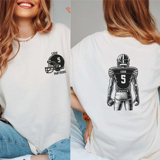Custom Football Player Comfort Color Graphic Tee With Front And Back Design - Limeberry Designs