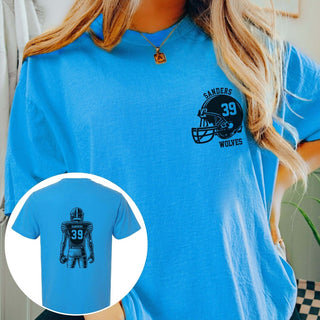 Custom Football Player Comfort Color Graphic Tee With Front And Back Design - Limeberry Designs