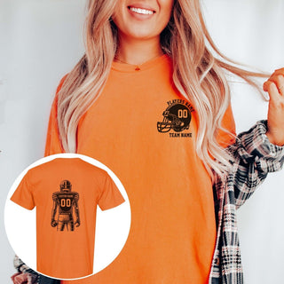 Custom Football Player Comfort Color Graphic Tee With Front And Back Design - Limeberry Designs