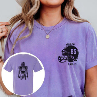 Custom Football Player Comfort Color Graphic Tee With Front And Back Design - Limeberry Designs
