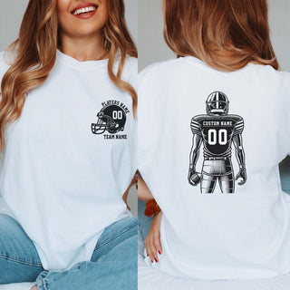 Custom Football Player Comfort Color Graphic Tee With Front And Back Design - Limeberry Designs