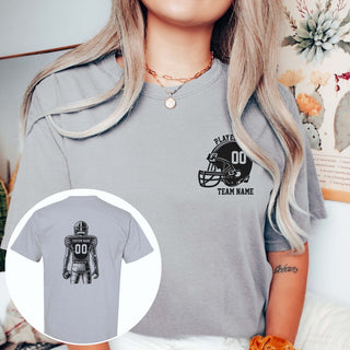 Custom Football Player Comfort Color Graphic Tee With Front And Back Design - Limeberry Designs