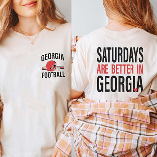 Custom Saturdays Are Better Football Bella Graphic Tee With Front And Back Design - Limeberry Designs