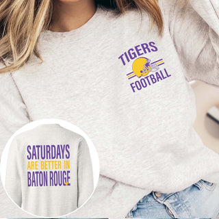 Custom Saturdays Are Better Football Sweatshirt With Front And Back Design - Limeberry Designs