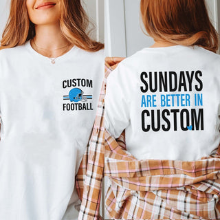 Custom Sundays Are Better Football Bella Graphic Tee With Front And Back Design - Limeberry Designs