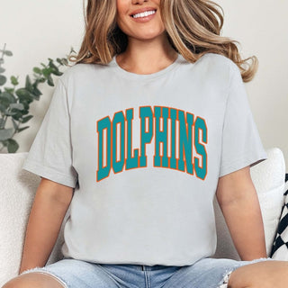 Dolphins Collegiate Letter Bella Graphic Tee - Limeberry Designs