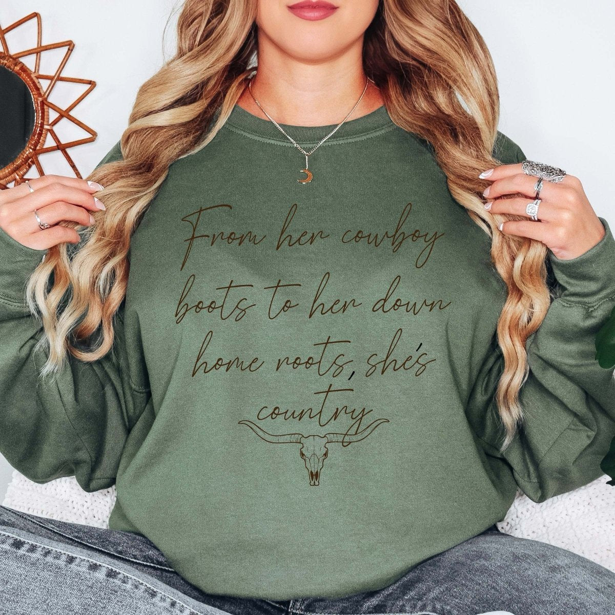 From Her Cowboy Boots Sweatshirt - Limeberry Designs
