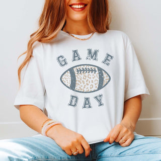 Game Day Leopard Football Graphic Tee - Limeberry Designs