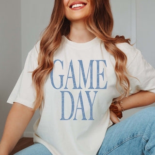 Game Day Vintage Blue Ivory Comfort Color Tee - Limeberry Designs