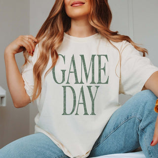Game Day Vintage Green Ivory Comfort Color Tee - Limeberry Designs