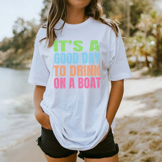 Good Day To Drink On A Boat Comfort Color Tee - Limeberry Designs