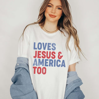 Graphic of the Month- Loves Jesus & America Too Tee - Limeberry Designs