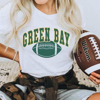 Green Bay With Football Bella Graphic Tee - Limeberry Designs