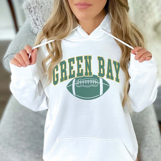 Green Bay With Football Graphic Hoodie - Limeberry Designs